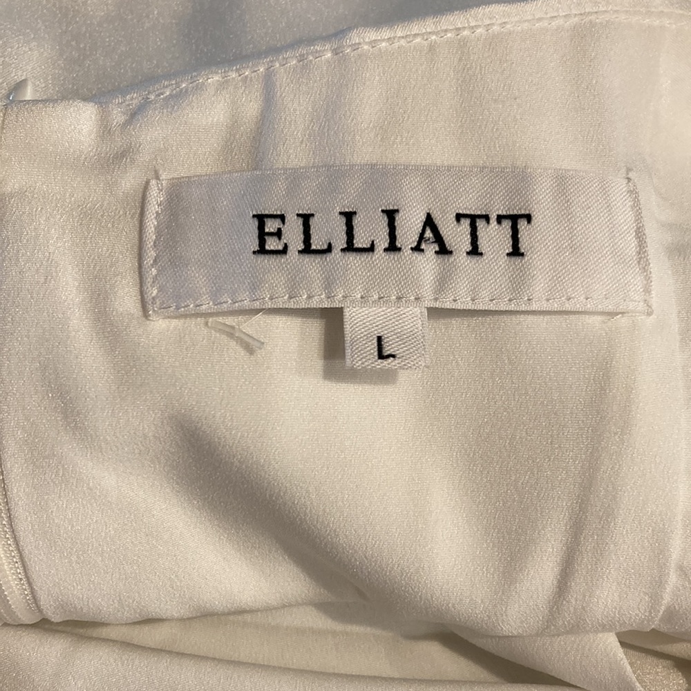ELLIATT Camo Asymmetric Satin Halter Dress White Large 8 NEW - Picture 12 of 13